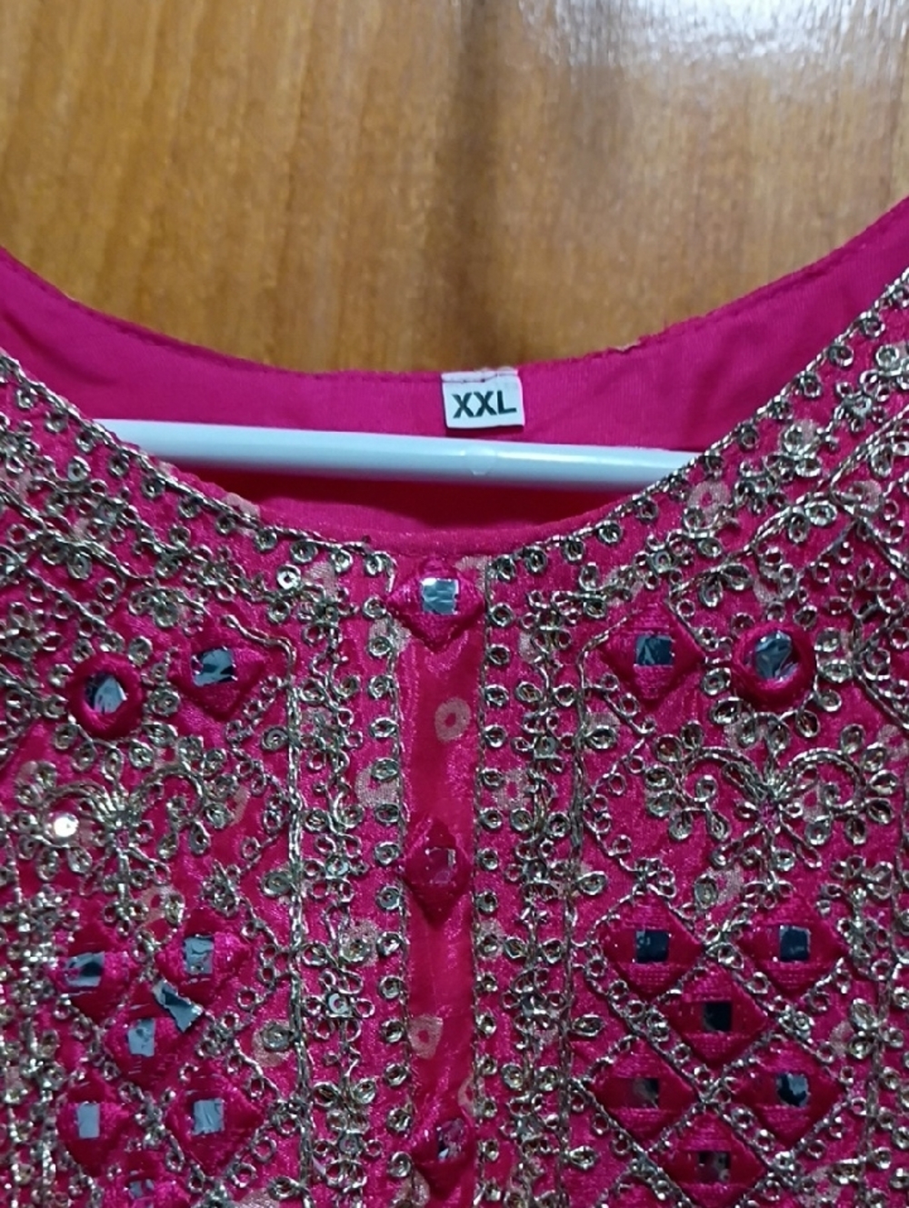 Embellished Pink-Red Ethnic Maxi Dress - Picture 2 of 7